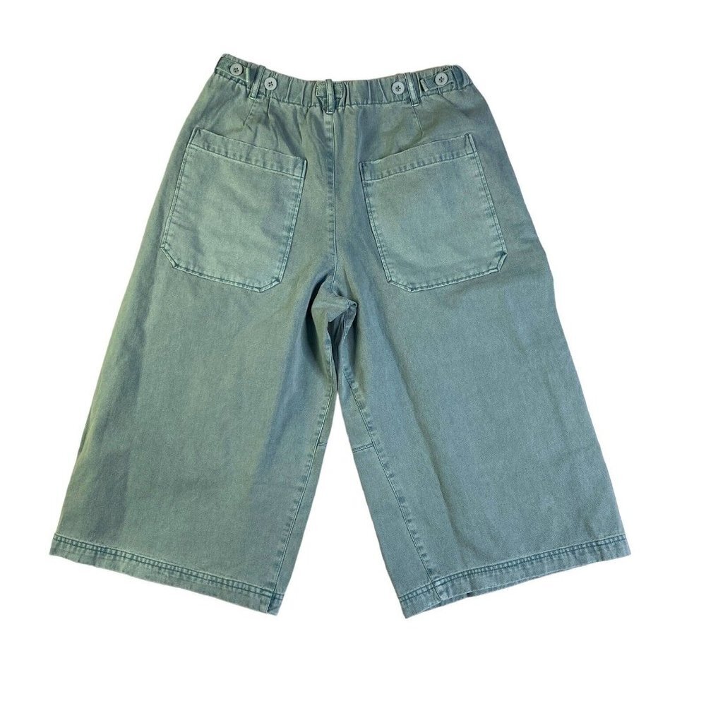 Free People Hard Rain Distressed Blue High Rise Wide Crop Gaucho Pants NWOT Sz 0 - Picture 3 of 5